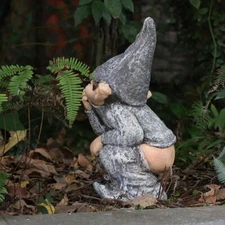 Naughty Gnome Pooping Miniature Funny Resin Dwarf Statue Garden Plant Ornament