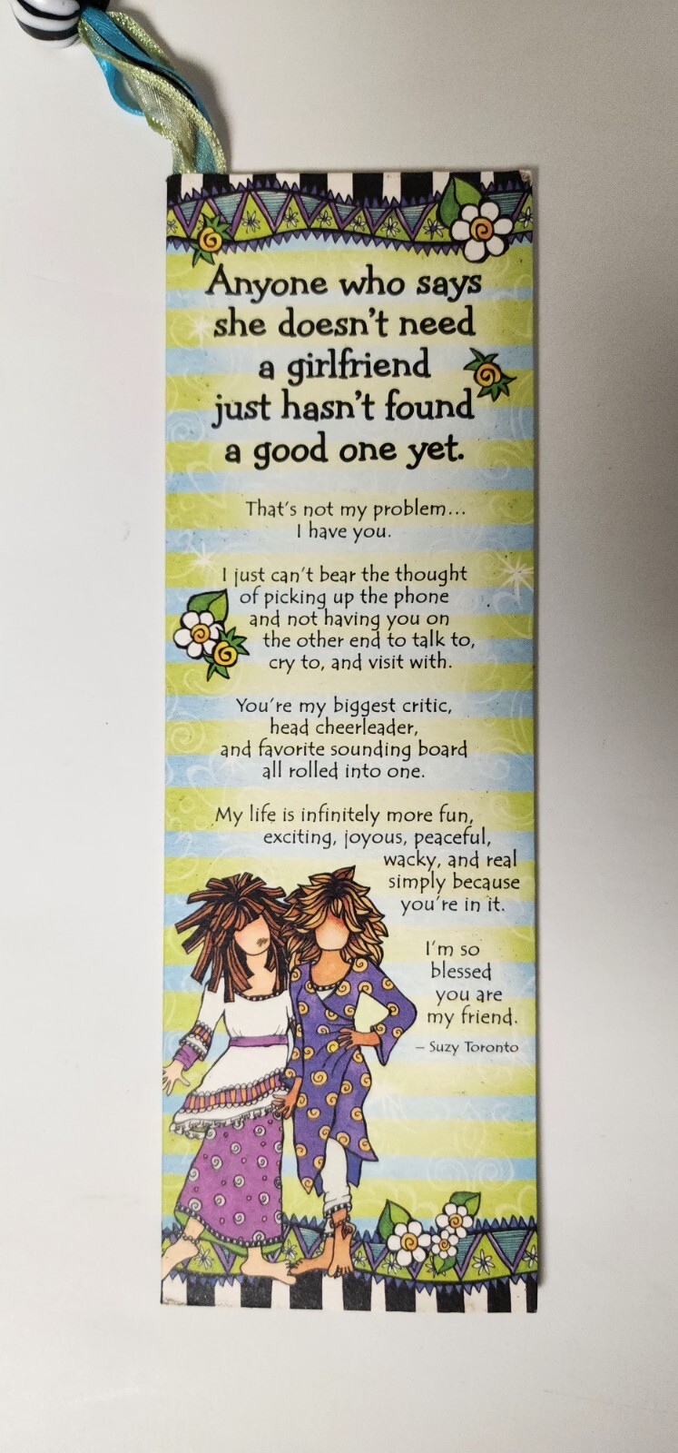 Suzy Toronto Best Friends Bookmark With Beads / Colorful Ribbon Feel