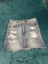 American Eagle Womens Blue Striaght & Pencil Skirt Size 6 Denim Ladies Stretch