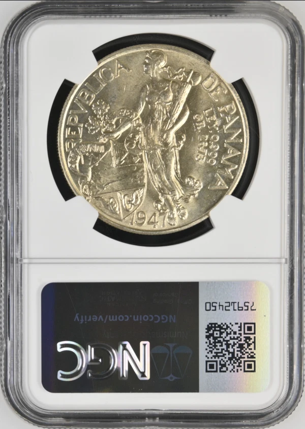 :1947 1-BALBOA PANAMA NEAR CHOICE BU NGC MS 62 RARITY R3 LOW POP HIGHEST GRADES - Image 4 of 4