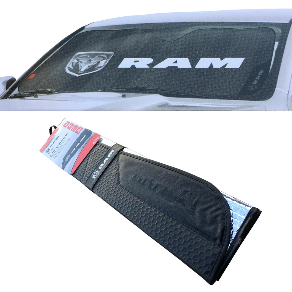 New DODGE RAM Car Truck Black Windshield Front Folding Sun Shade Sunshade 27x58 - Imagem 4 de 4