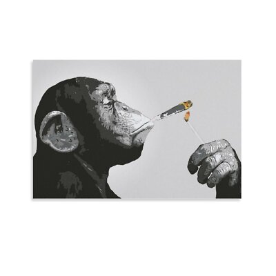 MONKEY CHIMP SMOKING SPLIFF BANKSY Canvas Painting Wall Art Home Decor