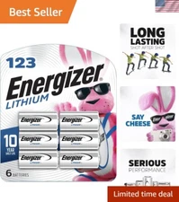 6-Pack CR123A Lithium Batteries - Long-Lasting Power for Cameras & Devices