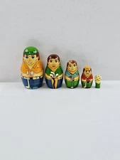 Matryoshka Nesting Dolls Set of 5 Golf Wooden Hand Painted 5.5” Sandy Trapp Vtg