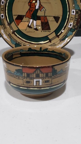 Signed 1908 Deldare Ware Buffalo Art Pottery Ye Olden Days  Cup & Saucer - Picture 2 of 6