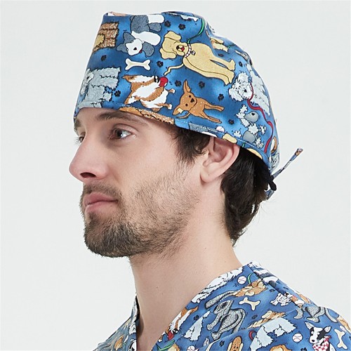 New Men Women Color Printed Scrub Cap Printing Working Hat Caps Head Cover - Picture 136 of 141