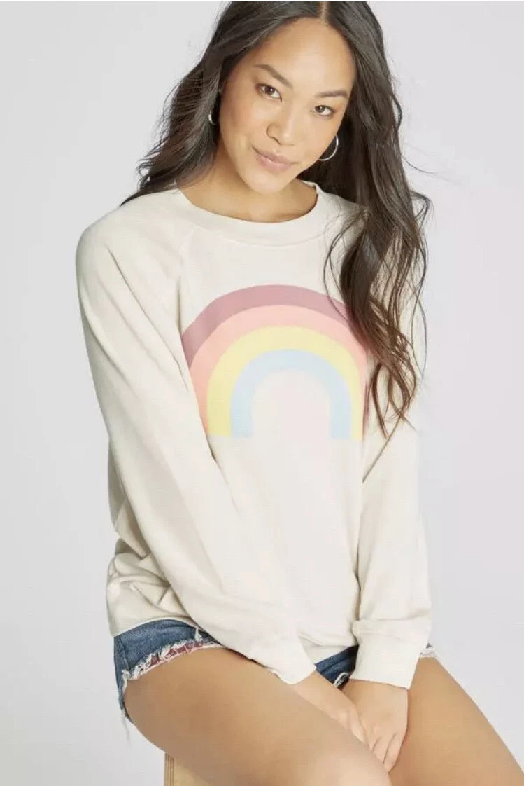 NWT WILDFOX 'After The Rain' Rainbow Crewneck Pullover Sweatshirt Size  Large | eBay