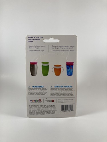 Munchkin Miracle Cup Lids 4 Count Multi Color Fits All Brand New 360 Toddler - Picture 2 of 2