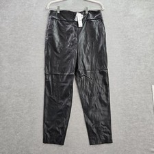White House Black Market Women Pants 8P Black The Tapered Ankle Faux Leather NWT