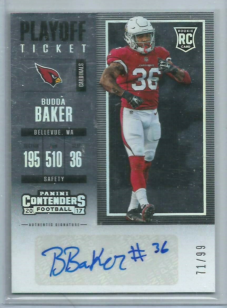 BUDDA BAKER 2017 Contenders Rookie Playoff Ticket Autograph 71/99! CARDINALS