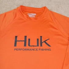 HUK Performance Long Sleeve Base Layer T-Shirt Men's Small Orange