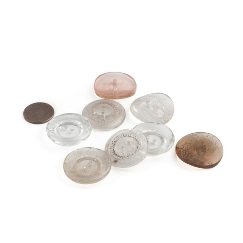 Lot (8) Czech 20's vintage large geometric round transparent glass buttons 2nds - Picture 2 of 2
