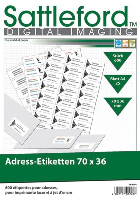 600 Adressetiketten 70 x 36 mm selbstklebend Etiketten Internetmarke 70x36 A4