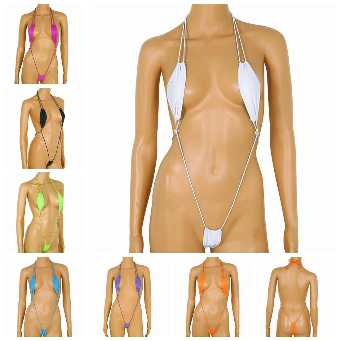 Women Sexy Micro Mini Bikini Thong Bodysuit Swimwear Lingerie G-String  Swimsuit