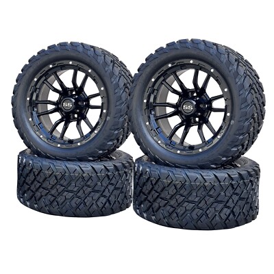 Golf Cart 14'' Black Huntsman Wheels W/ 23'' Street Tread