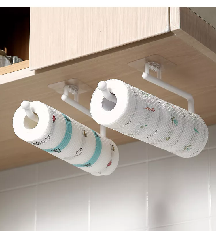 Kitchen Roll Paper Holder Toilet Towel Rack Under Shelf Cabinet Storage Hanger - Image 2 of 4