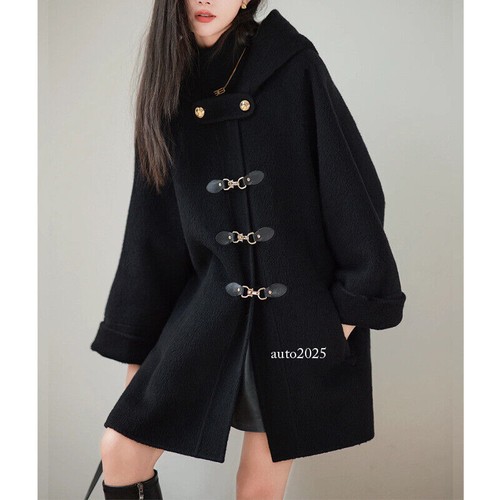 Fall Winter Fashion Hooded Wool Blend Parka Loose Mid Length Parka Jackets - Picture 16 of 26