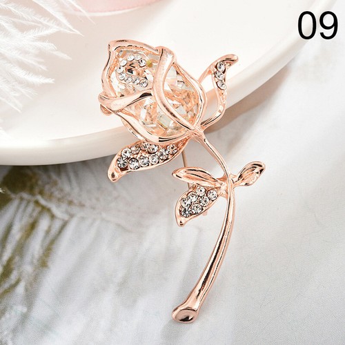Spilla gioielli donna spilla cristallo strass imitazione perle fiori spille 29US - Foto 12 di 50