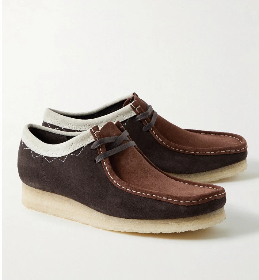 Rare Clarks Wallabees Desert Boot US 11 NEW Two Tone Brown Suede W White