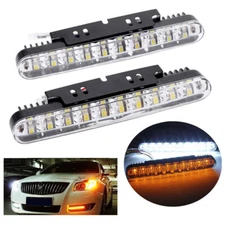 2PCS LED Daytime DRL Strip Running Lights For Fog Car Lamp Driving White Amber