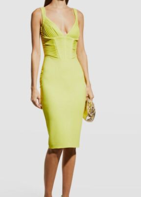 $378 Lavish Alice Women Green Pleated Corset Ponte V-Neck Bodycon Dress  Size US6 5056578604084| eBay