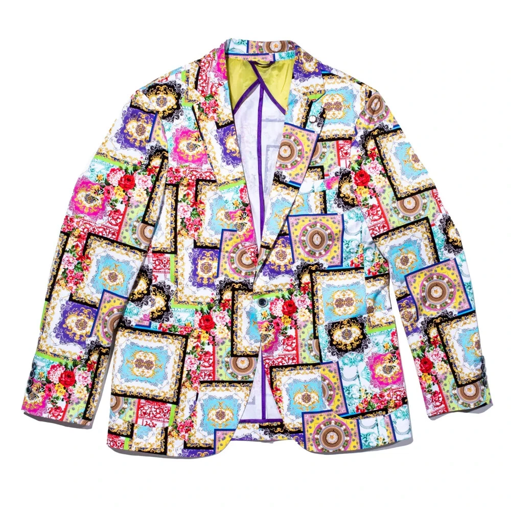 LIMITED EDITION Designer Men's "Houses of the Holy" Blazer Multi Pattern US 48