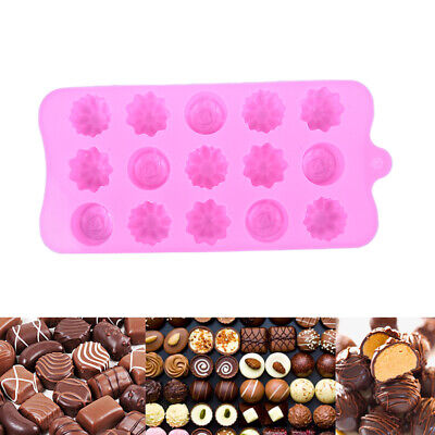 Flower 15-Cavity Chocolate Baking Cake Rose Mould Silicone Ice Soap Tray Mold