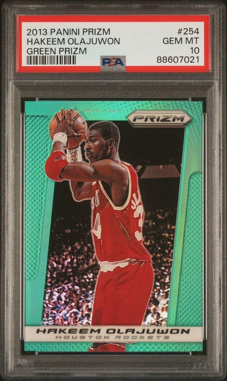 2013 Panini Prizm Hakeem Olajuwon Green Prizm #254  PSA  10 Gem Mint  POP 4 🔥
