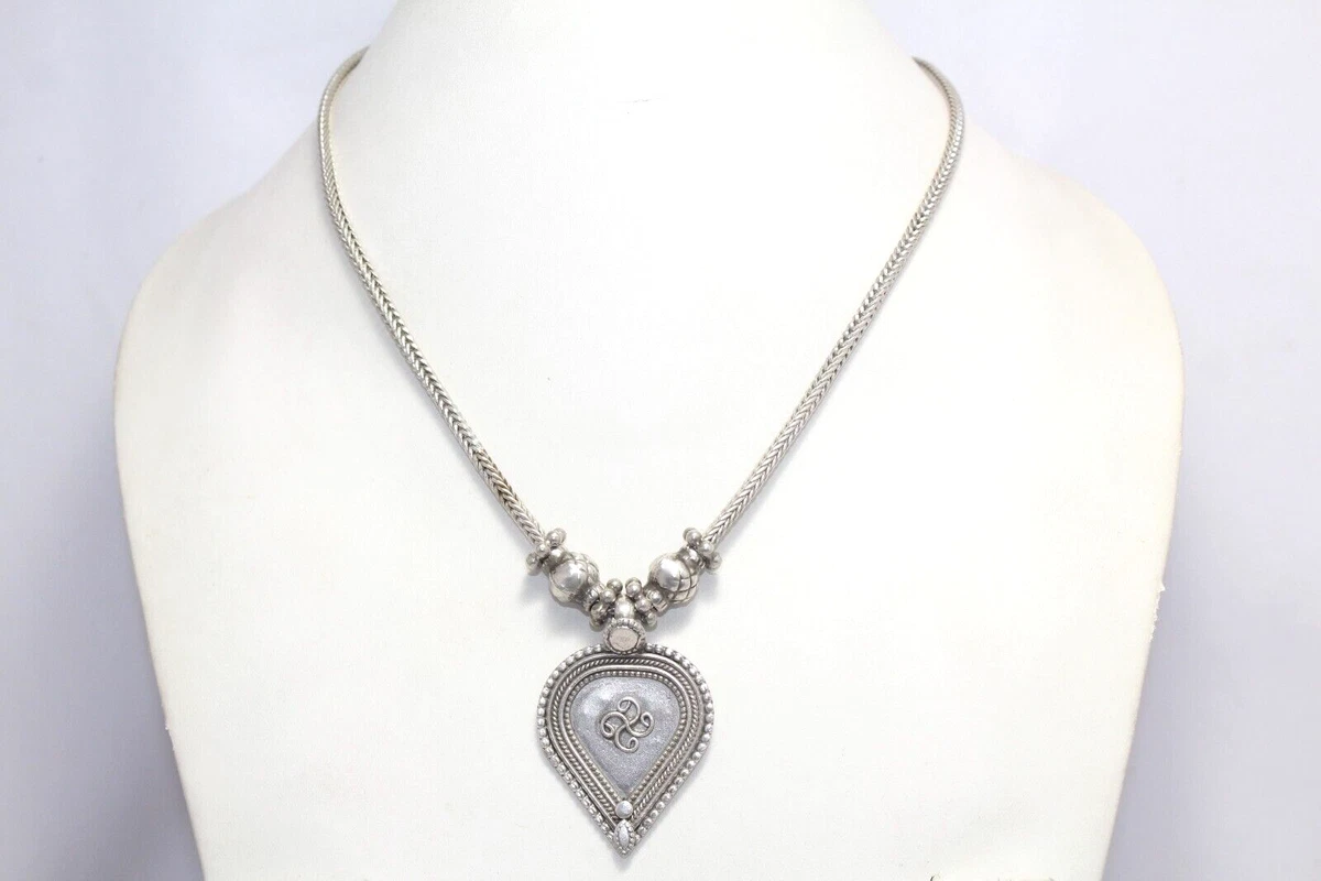 Tribal Necklace Old Silver Handmade Engraved Vintage Traditional