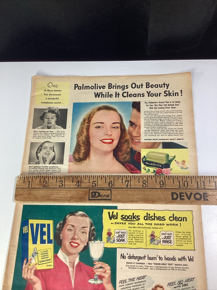 Palmolive Soap VEL Dish Washer Atlanta GA Print Ad 1952 AJC Pretty Girl