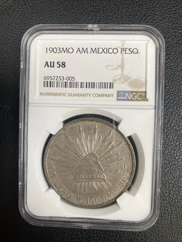 1903 MO AM MEXICO SILVER 1 PESO NGC AU 58