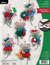 6 PC Felt Applique Ornament Kit, Night Before Christmas, 89288E, DIY, Crafts