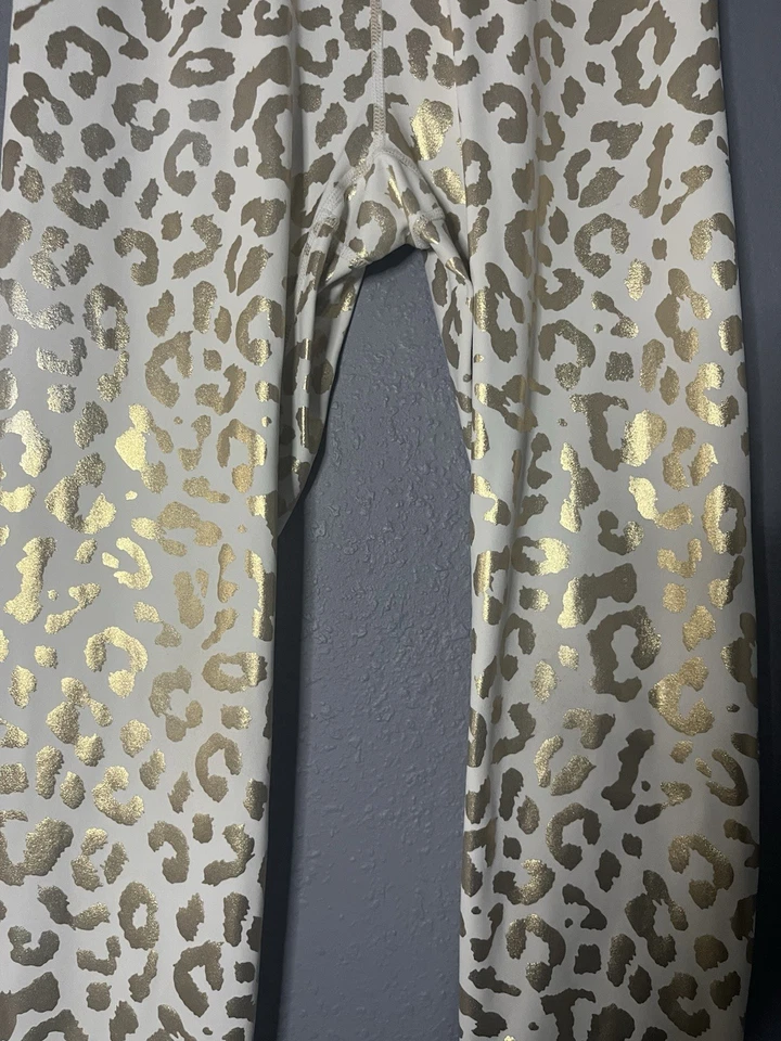 Leggings Cintura Alta Estampado Leopardo Metálico Sin Marca Niñas Talla Pequeña Dorado Foto 4 de 4