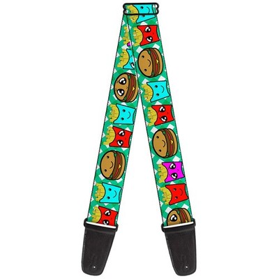 Guitar Strap - Burger & Fries Cartoon Straight Green Tablecloth ACC NEW
