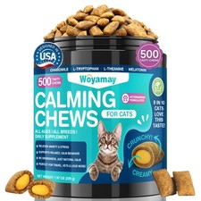 Cat Calming Treats, 500 Crunchy Creamy Calming Chews for Cats, Natural Calm...