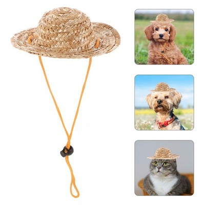 Sombrero Hat Adjustable Hawaii Garden Sun Bucket for Small Dogs Puppy
