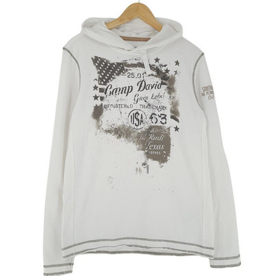 Top Camp David Green Label Hoodie Größe L Kapuzenpullover Weiß