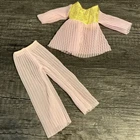 Vintage Barbie Clone Sheer Pink & Metallic Gold Pants Suit - Maddie Mod