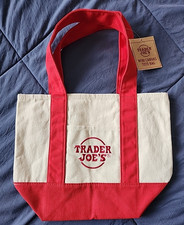Trader Joe  s Mini Tote Bag Red NEW Reusable Canvas Grocery Bag Limited Edition