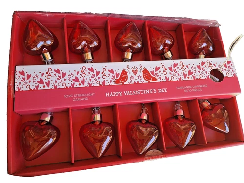Heart String Lights Valentines Day or Christmas Garland 10 LED NEW