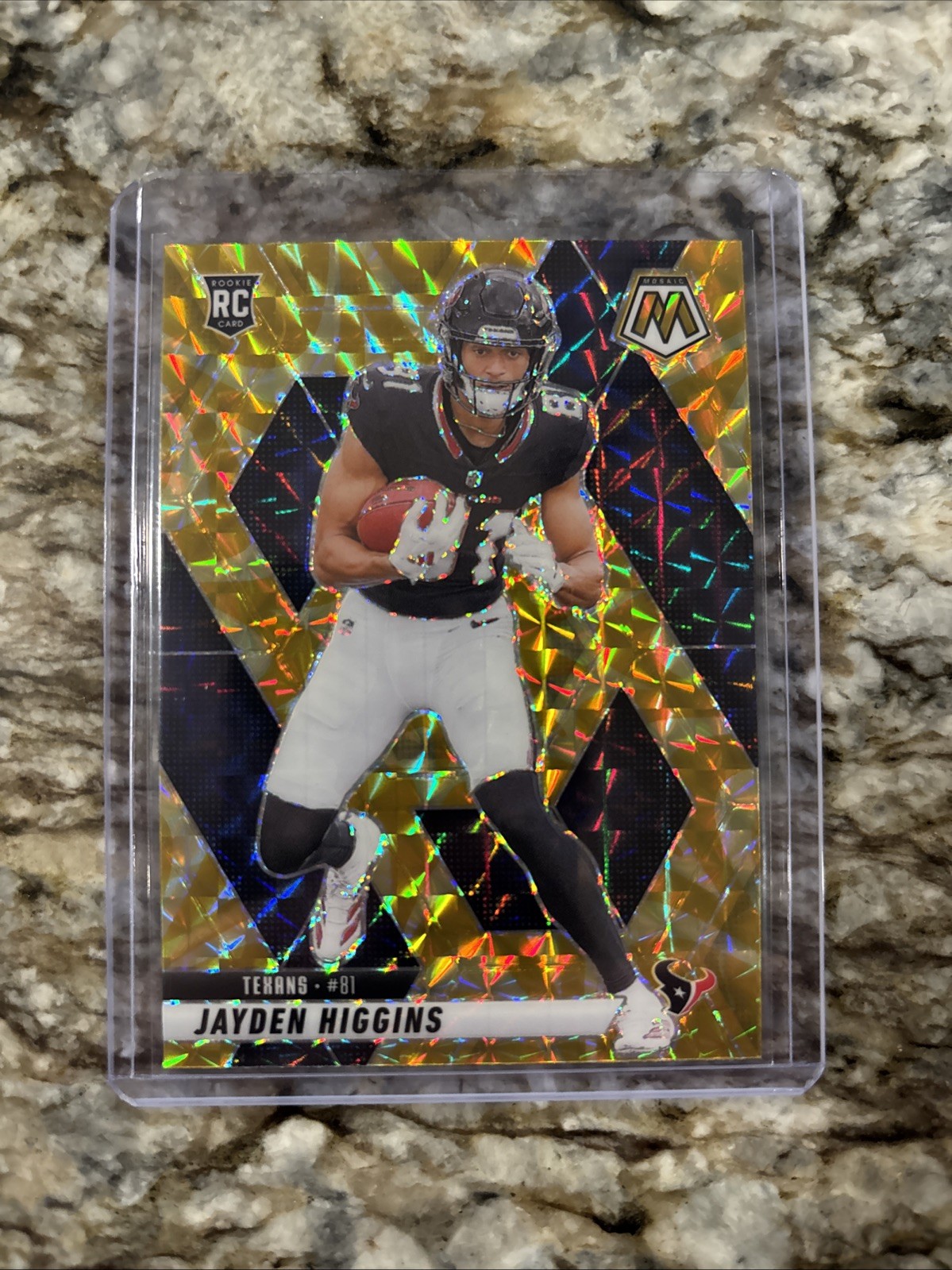 2025 Panini Mosaic Jayden Higgins Yellow Reactive Prizm Rookie RC #346 Texans