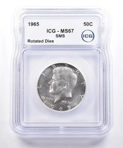 1965 Kennedy Half Dollar SMS Mint Error Rotated Dies MS67 ICG *2343