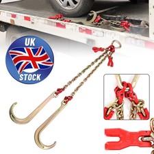 1m V-Assembly J Hook Winch Chain Tow Recovery Assistance Off Road 2 Hooks NEW