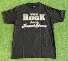 Vintage The Rock Dwayne Johnson Wrestling Shirt Size XL WWE WWF Black Smack Down