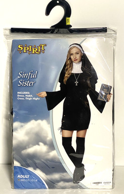 Spirit Halloween Adult Sinful Sister Sexy Nun Costume Size MD/LG 10-14 Complete