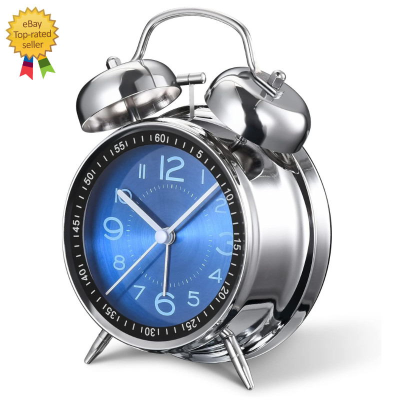 Loud Alarm Clock for Heavy Sleepers Adults,Retro 4 Inch Silent Non-Ticking Quart