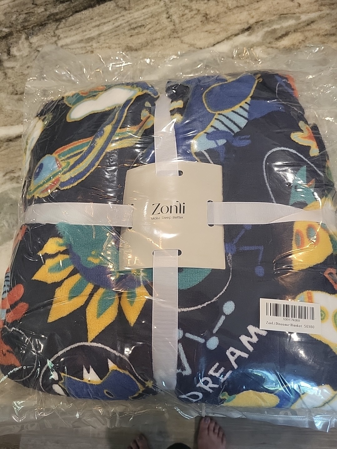 ZonLi Navy Dinosaur Blanket 50x60 New Sealed Cozy Throw