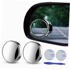 2 pcs Blind Spot Mirrors, 2" Round HD Glass Convex 360  Wide 2 inch Silver