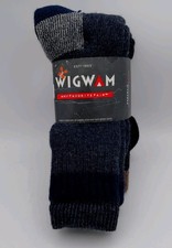 NEW 2 PAIR PACK MENS WIGWAM CREW SOCKS USA MADE Grey Brown LARGE Men 9-12
