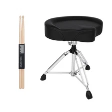 Saddle Drum Throne Seat, Swivel Adjustable Padded Drum Stool, Heavy Duty Moto...